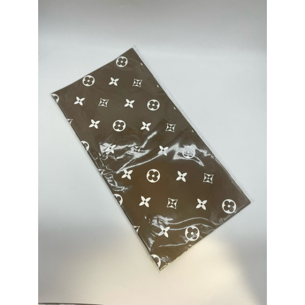 Упак.материал флорист.пленка с принтом "Louis Vitton"" коричневая 50*58см 20листов