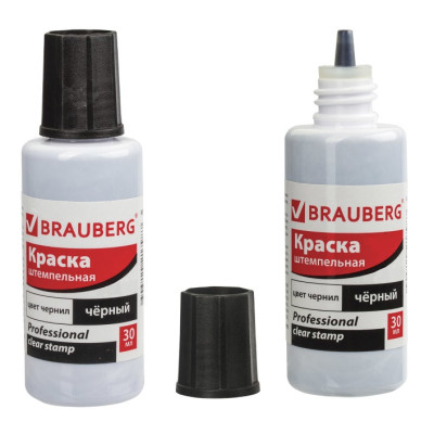 ТДИ Краска штемпельная 30мл черная, BRAUBERG PROFESSIONAL, clear stamp