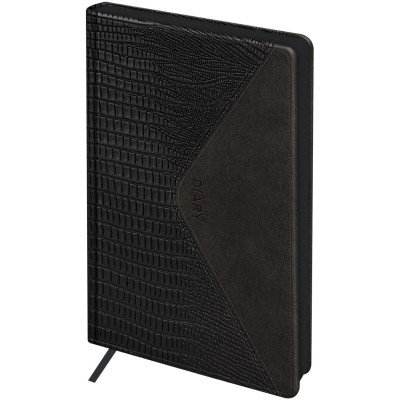 Ежедневник недатированный, А5, 136., кожзам, "Reptile Onix", цветной срез, карман