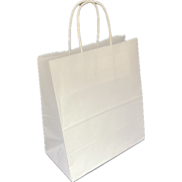 Пакет бумажный с кр. руч. б/п крафт 320*200*370, Белый, ф.250/1, Россия