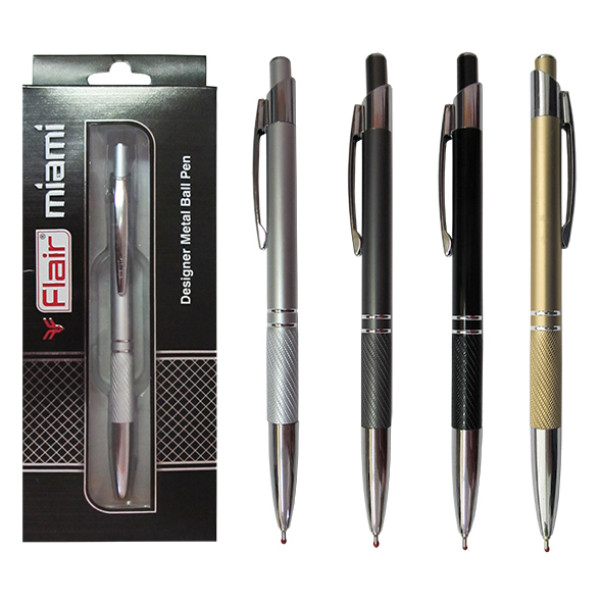 Ручка масляная автоматическая, синий стержень, MIAMI, Flair