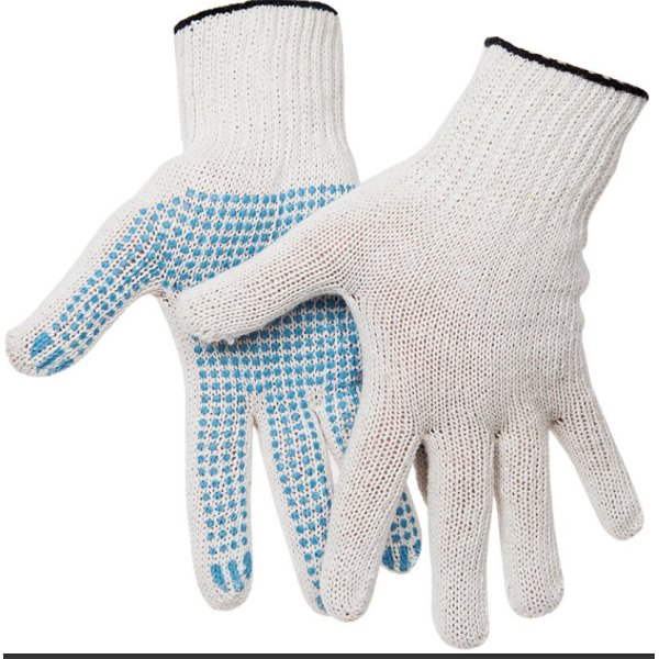 Перчатки х/б с ПВХ Точка белые