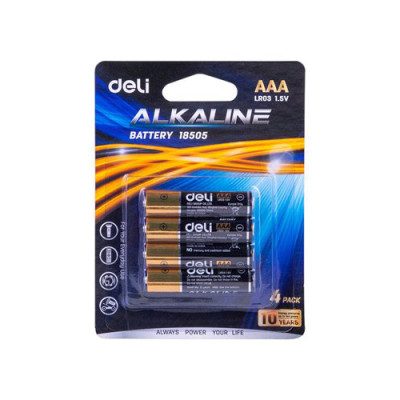 Батарейка алкалиновая ААА (LR3) 4 шт - Deli