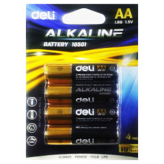 Батарейки АА щелочные (алкалиновые) Deli LR6, 1.5V (4 шт. в блистере)
