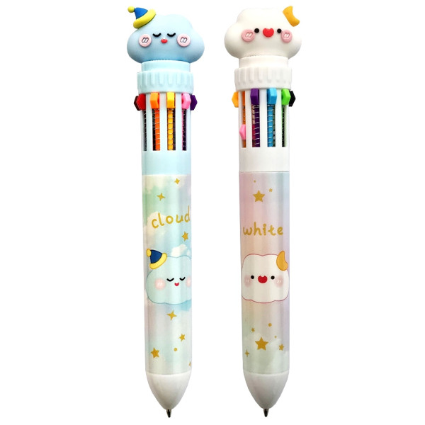 ТДИ, Ручка шариковая автоматическая, десятицветная, CLOUD, КИТАЙ