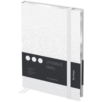 Ежедневник недатированный, А5, 136л., кожзам, "DoubleWhite", серебряный срез, с резинкой, белый, с р Ежедневник недатированный, А5, 136л., кожзам, "DoubleWhite", серебряный срез, с резинкой, белый, с р фото