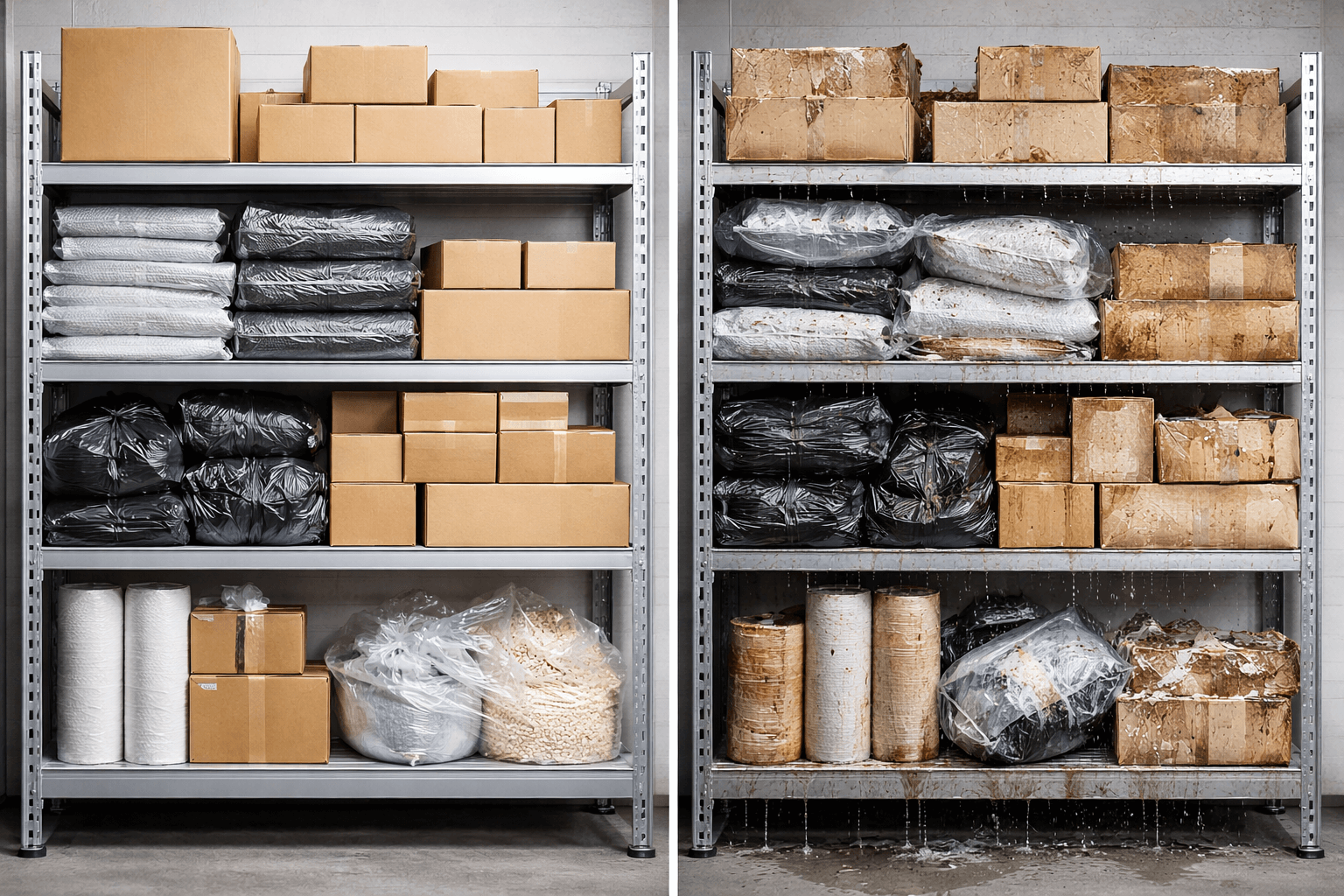 Стеллаж с товарами на складе